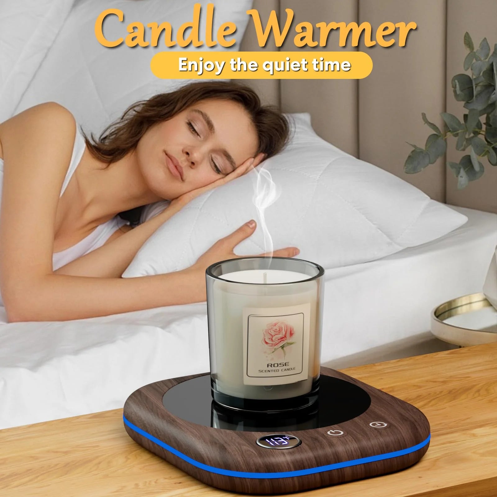 Mug Warmer,40W Coffee Mug Warmer for Desk with Temperature Display, 4 H Auto Shut Off, 3 Temp Settings & 1-12H Timer, Smart Electric Beverage Warmer for Coffee, Tea, Water, Milk and Coco(Wood Grain)