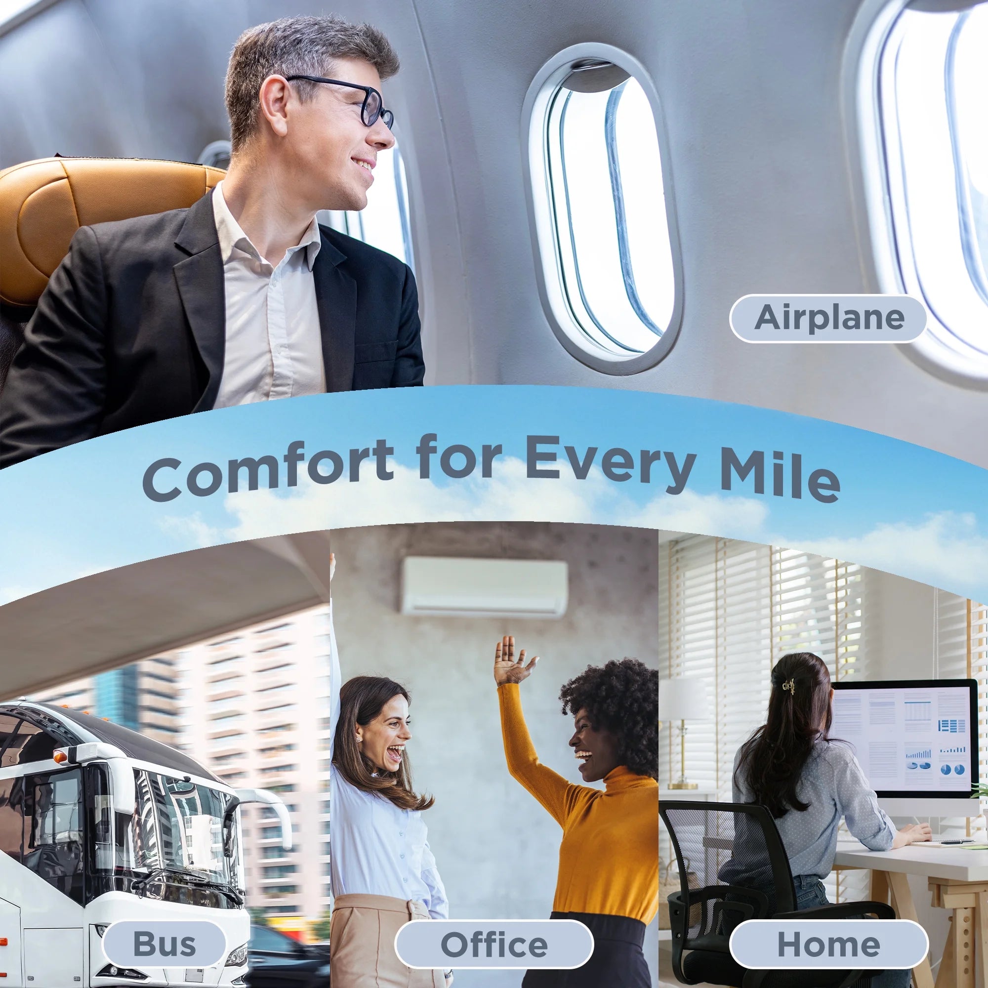 Extended Adjustable Airplane Foot Hammock, Portable Desk Foot Sling, Black