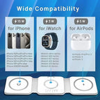 Revolutionary 3-in-1 Magnetic Fast Charging Pad - The Ultimate Travel Charger for Your Apple Devices!