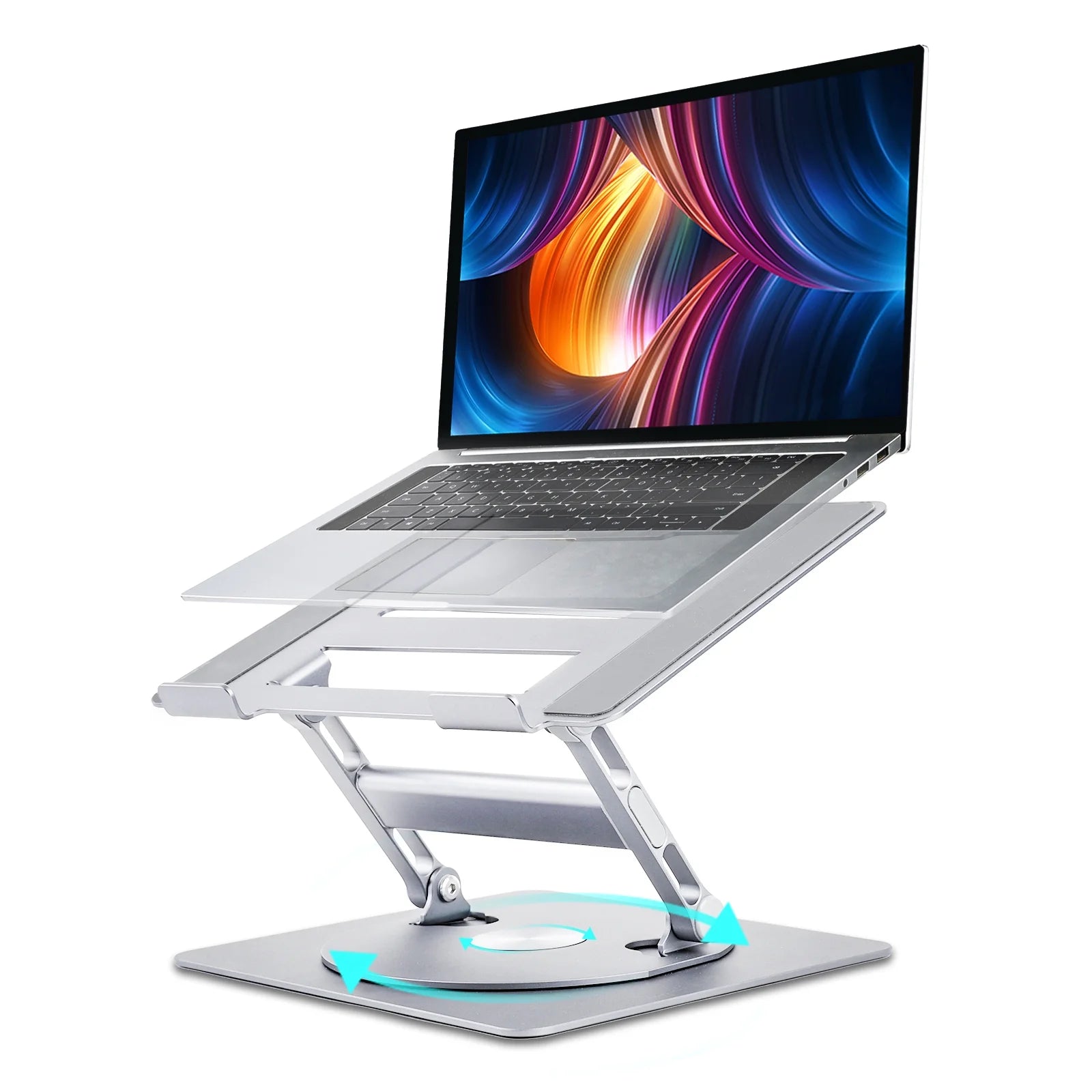 Elevate Your Workspace with the Adjustable Portable Laptop Stand - 360° Rotating Aluminum Riser for All Your Devices