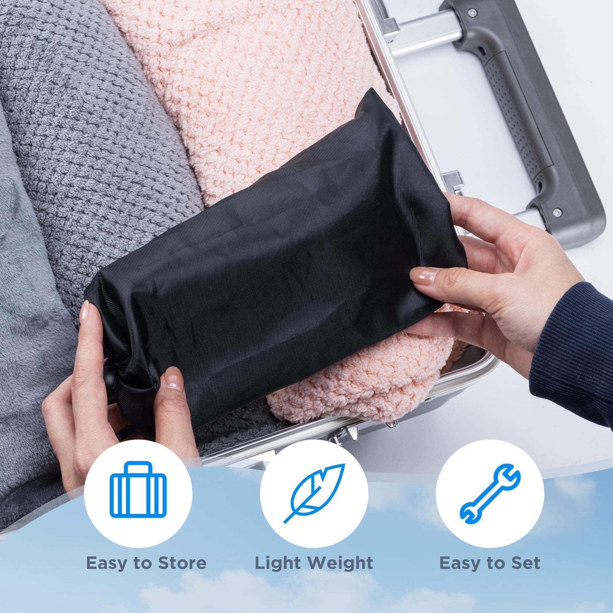 Extended Adjustable Airplane Foot Hammock, Portable Desk Foot Sling, Black