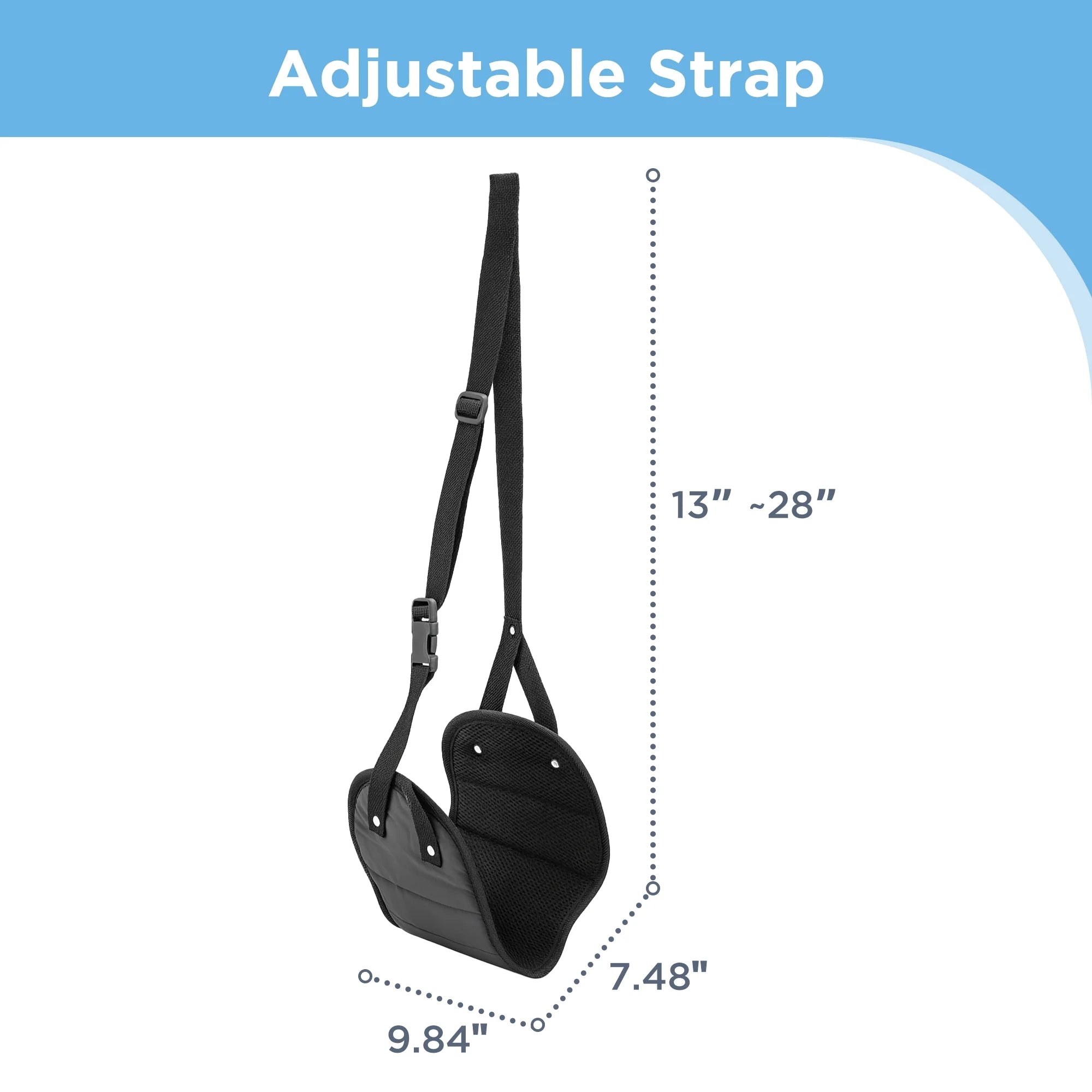 Extended Adjustable Airplane Foot Hammock, Portable Desk Foot Sling, Black