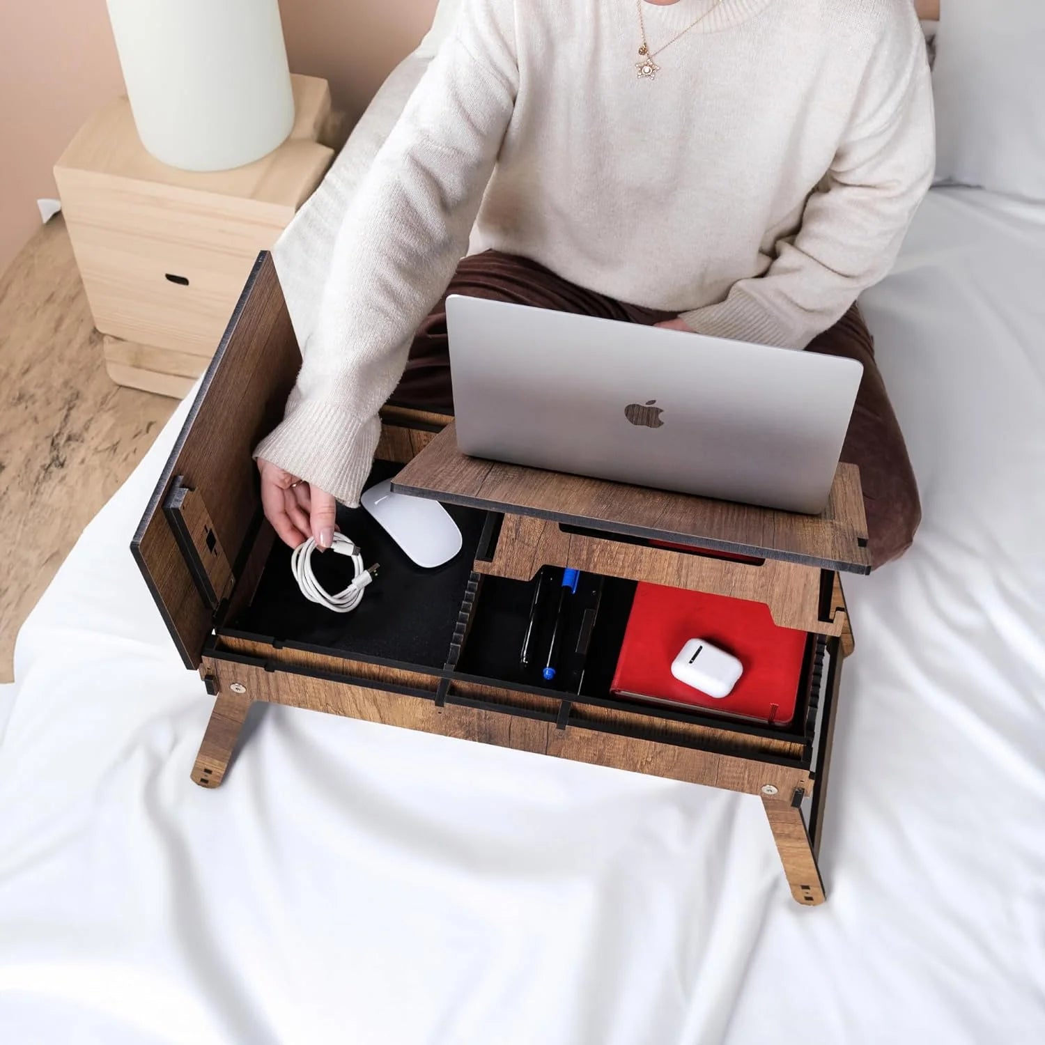 Versatile Laptop Stand for Bed - Adjustable Ergonomic Lap Tray with Built-In Storage for Comfort and Convenience