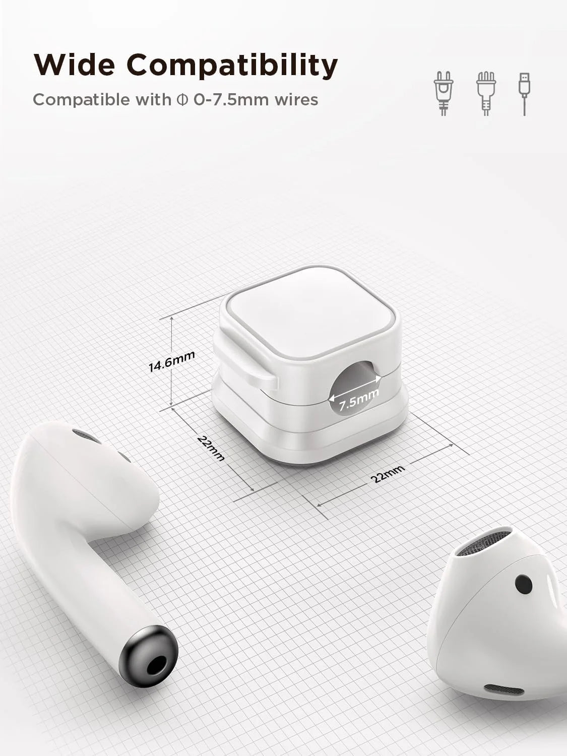 Cord Organizer- Mini Cable Clips, Magnetic Cord Organizer for Home Office, Desk, Telephone, Car, Wall, Desktop, Bedside Table (6Pcs)