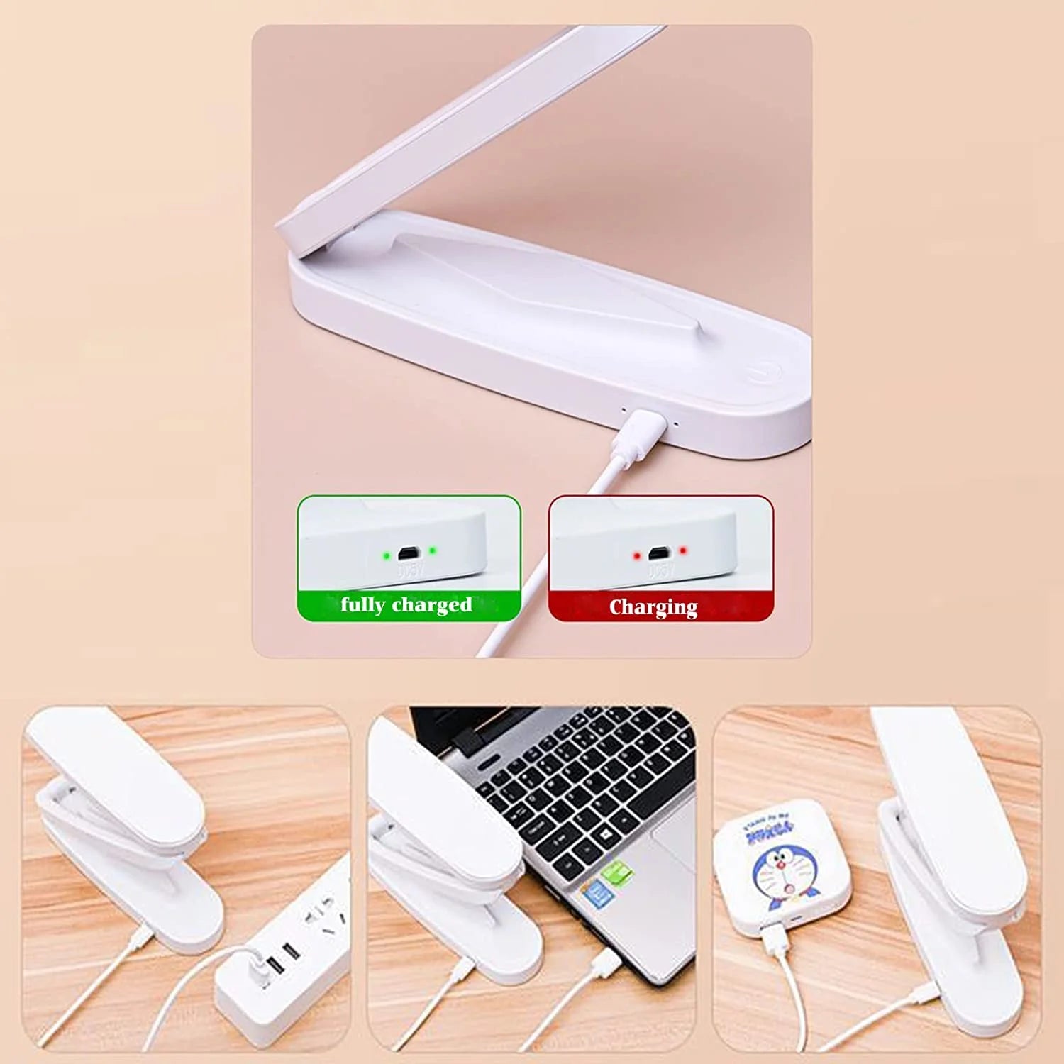 Portable Rechargeable LED Desk Lamp with Adjustable Brightness and Eye-Caring Features for Home, Office, and Travel