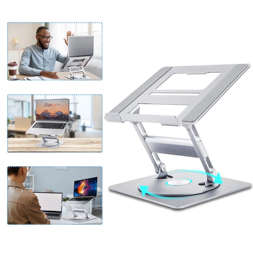 Elevate Your Workspace with the Adjustable Portable Laptop Stand - 360° Rotating Aluminum Riser for All Your Devices