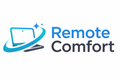 Remote Comfort logo with a stylized laptop and swoosh on a white background