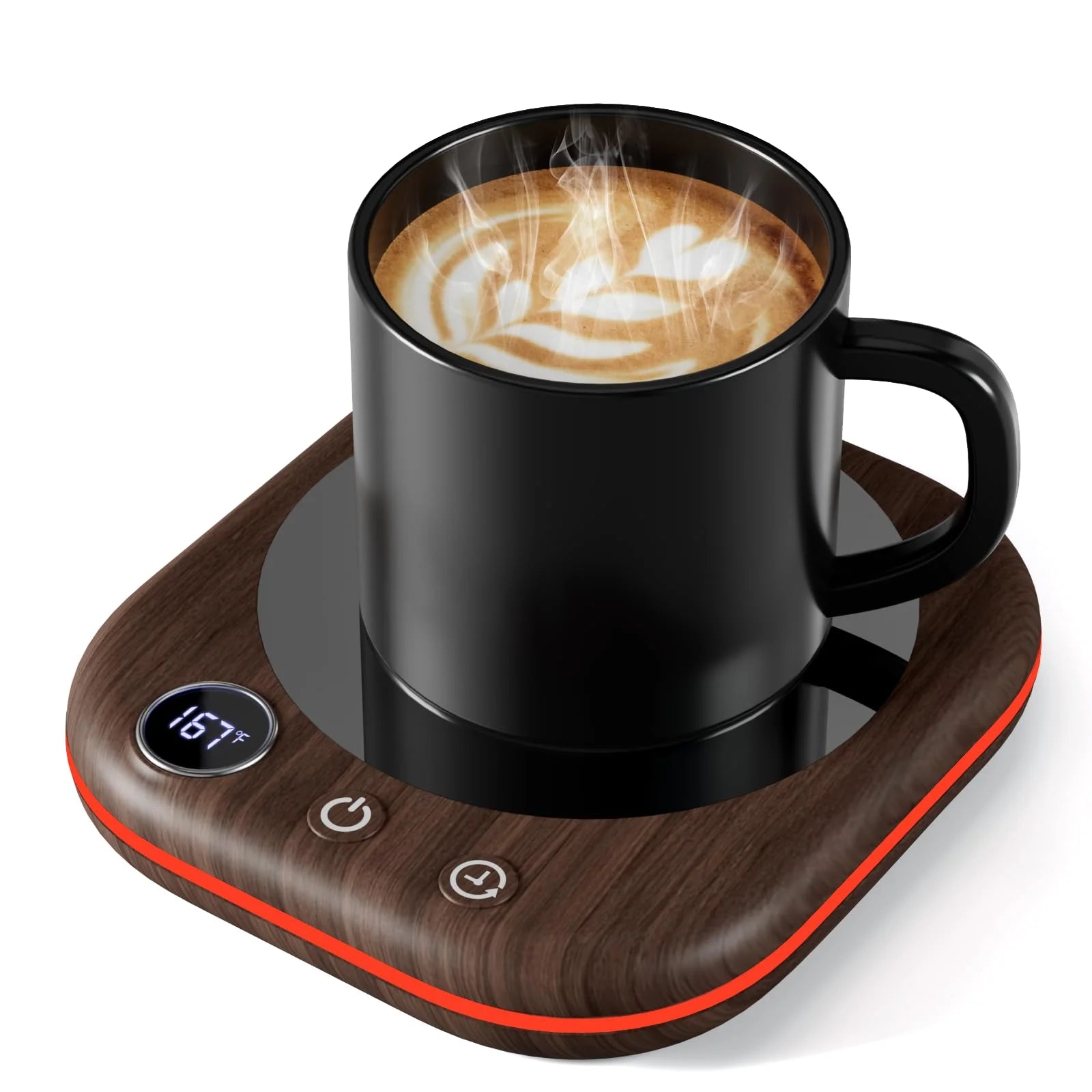 Mug Warmer,40W Coffee Mug Warmer for Desk with Temperature Display, 4 H Auto Shut Off, 3 Temp Settings & 1-12H Timer, Smart Electric Beverage Warmer for Coffee, Tea, Water, Milk and Coco(Wood Grain)