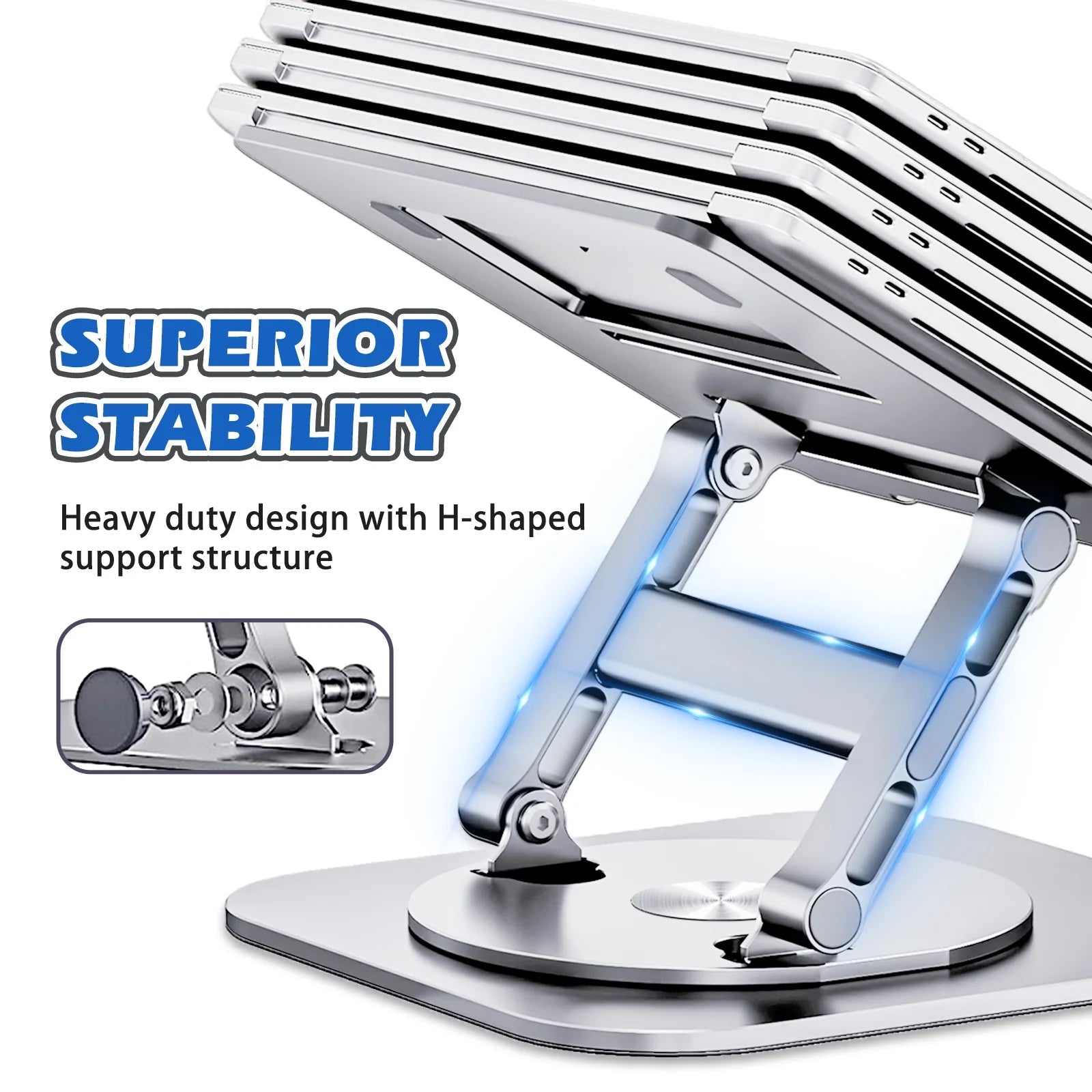 Elevate Your Workspace with the Adjustable Portable Laptop Stand - 360° Rotating Aluminum Riser for All Your Devices