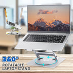 Elevate Your Workspace with the Adjustable Portable Laptop Stand - 360° Rotating Aluminum Riser for All Your Devices