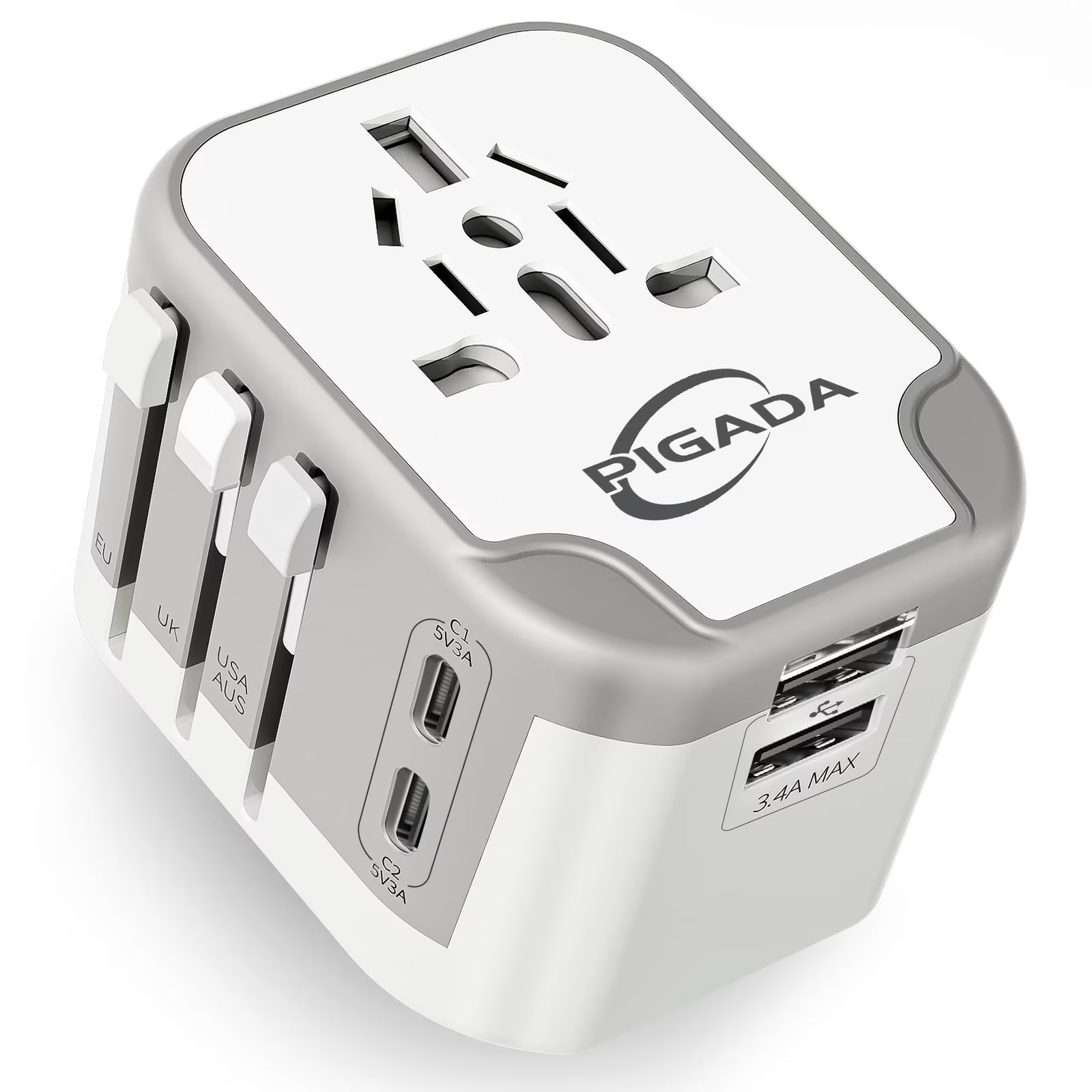 Ultimate Universal Travel Adapter: 6-in-1 International Wall Charger with Smart Power and Dual USB Ports for Global Adventures