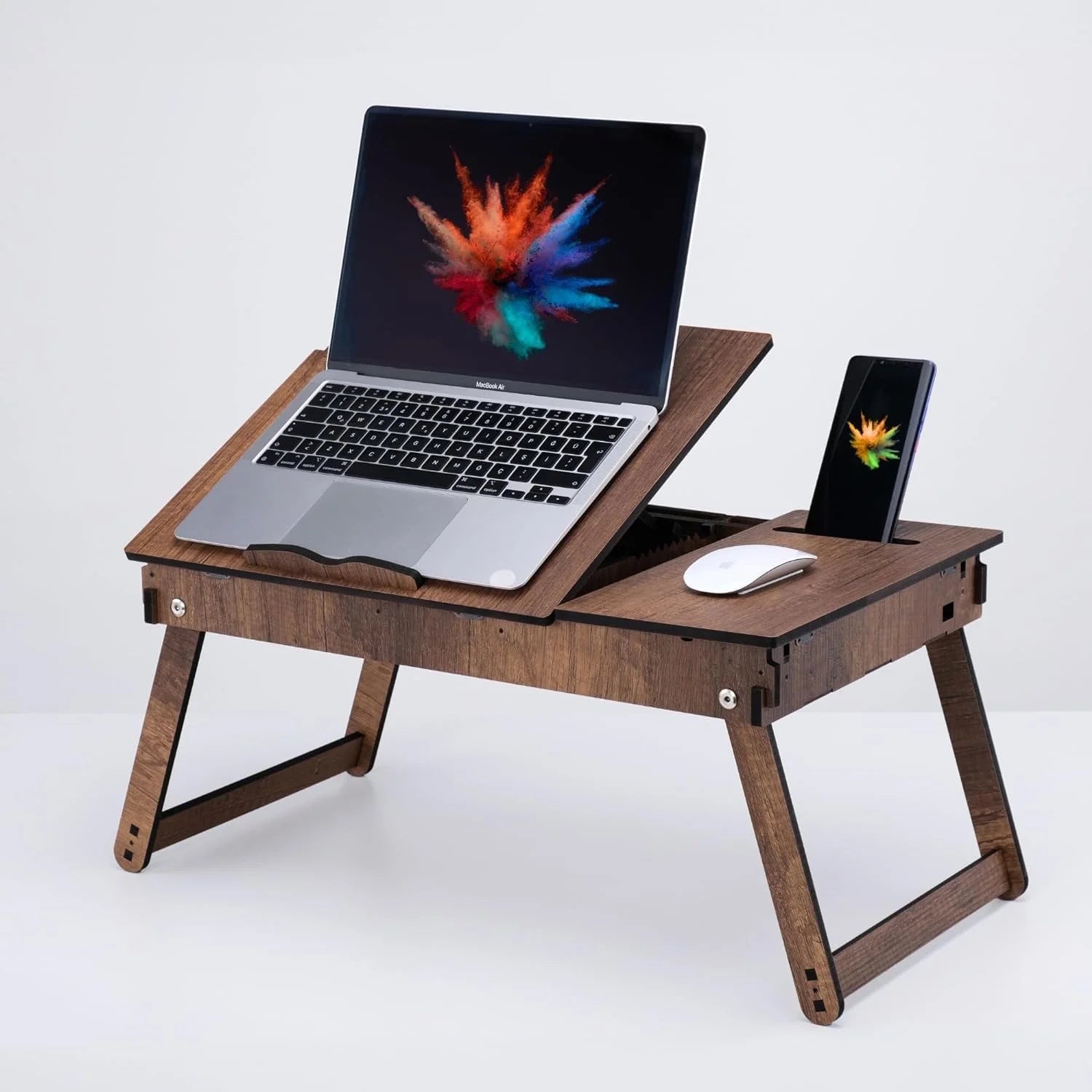 Versatile Laptop Stand for Bed - Adjustable Ergonomic Lap Tray with Built-In Storage for Comfort and Convenience