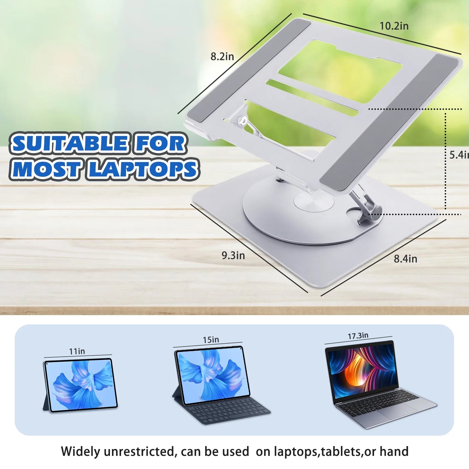 Elevate Your Workspace with the Adjustable Portable Laptop Stand - 360° Rotating Aluminum Riser for All Your Devices