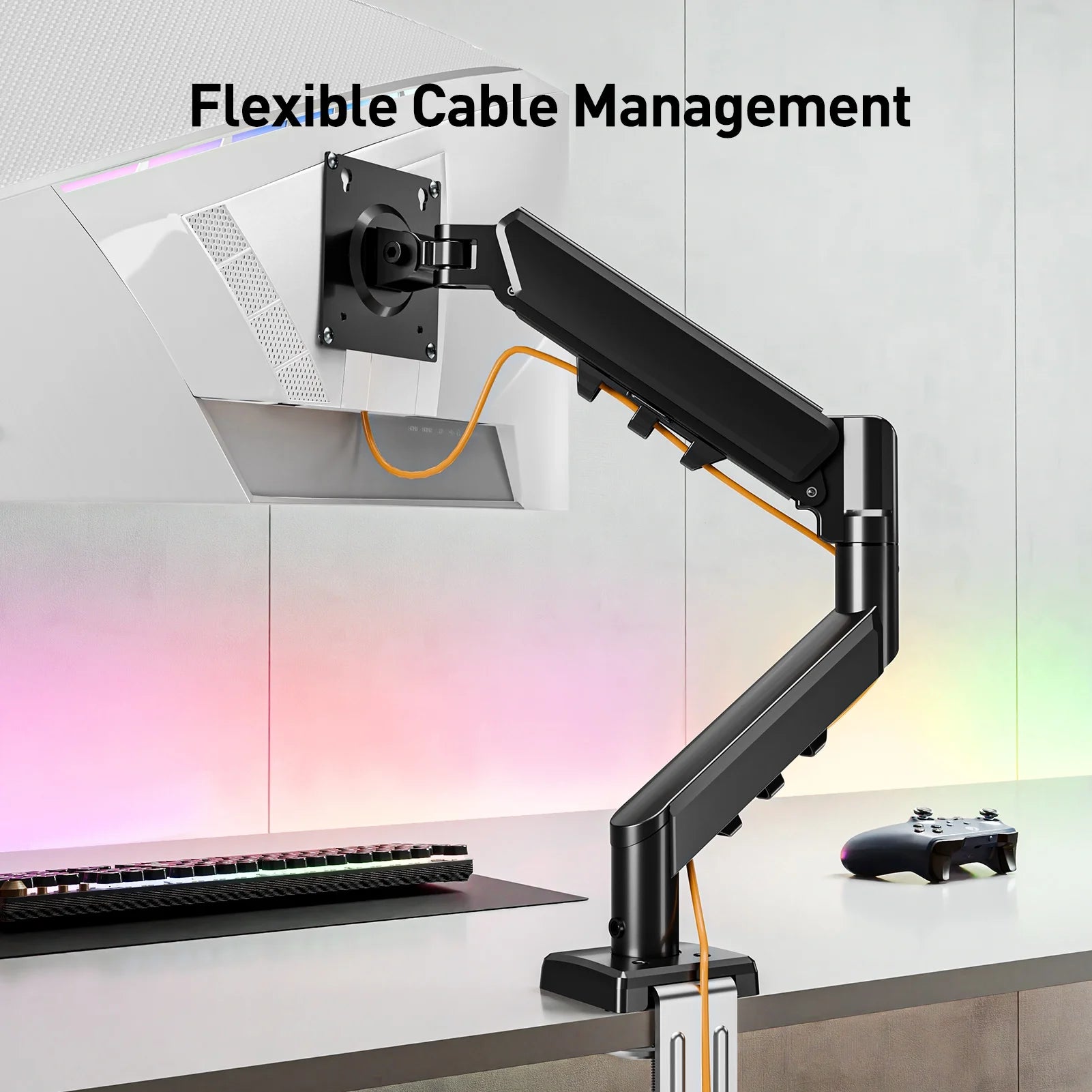 Single Monitor Desk Mount for 13"-32" Screens, Computer Monitors Stand, Height Adjustable Monitor Mount, with Gas Spring Monitor Arm Fit 4.4-19.8 Lbs