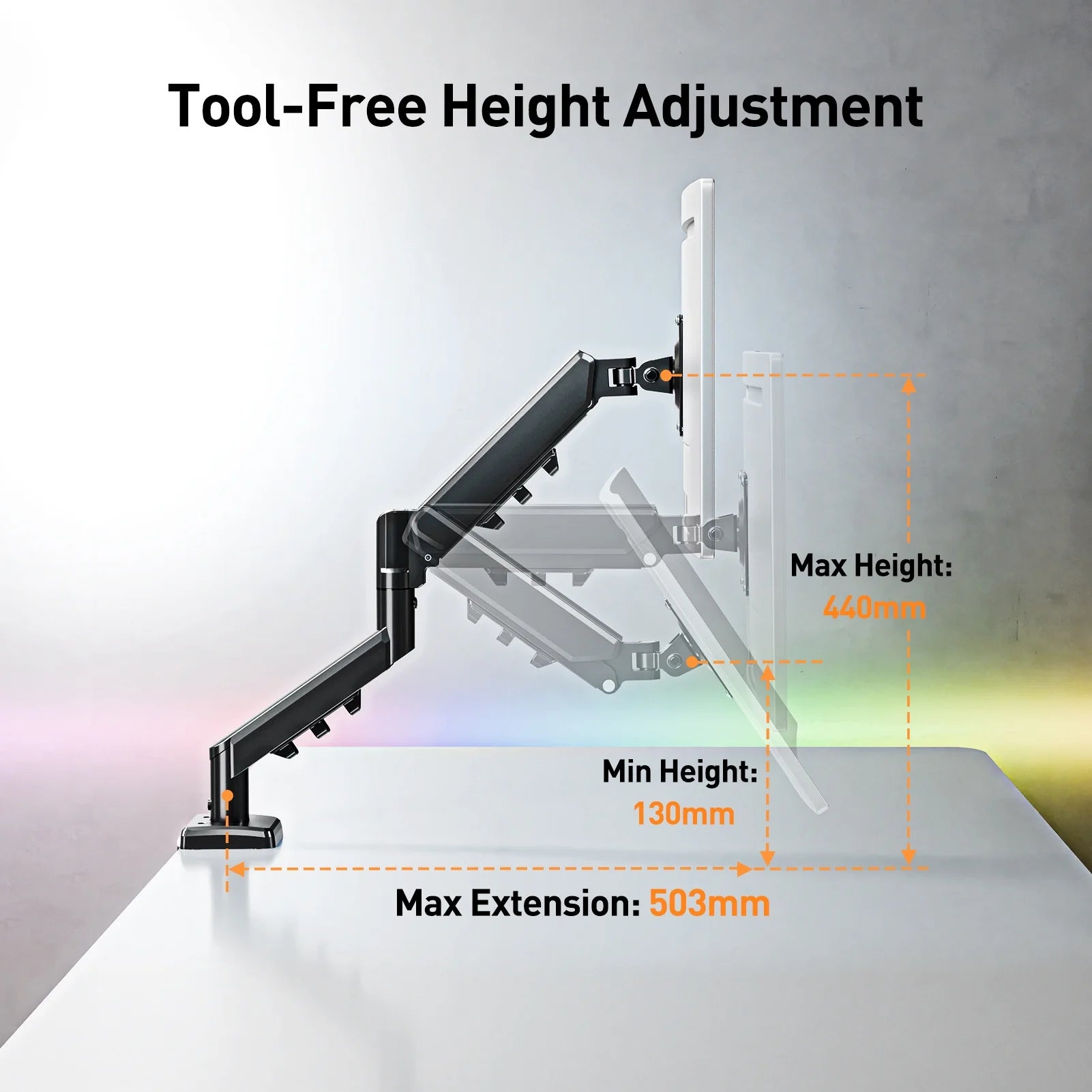 Single Monitor Desk Mount for 13"-32" Screens, Computer Monitors Stand, Height Adjustable Monitor Mount, with Gas Spring Monitor Arm Fit 4.4-19.8 Lbs