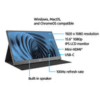 Elevate Your Productivity with the 15.6" FHD Portable Office Monitor - Sleek, Versatile, and Ready to Connect!