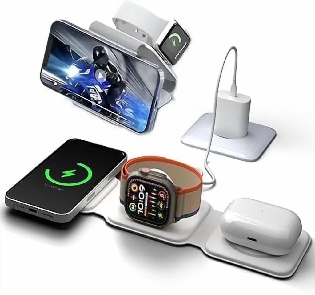 Revolutionary 3-in-1 Magnetic Fast Charging Pad - The Ultimate Travel Charger for Your Apple Devices!